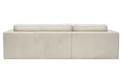 Canapé d'angle gauche design en tissu effet velours texturé beige 3 places GRAMMY