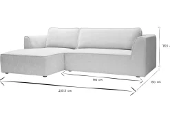 Canapé d'angle gauche design en tissu effet velours texturé beige 3 places GRAMMY
