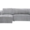 Canapé d'angle gauche design en tissu effet velours texturé gris 3 places GRAMMY