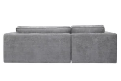 Canapé d'angle gauche design en tissu effet velours texturé gris 3 places GRAMMY