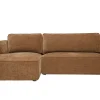 Canapé d'angle gauche design en tissu effet velours texturé terre brûlée 3 places GRAMMY
