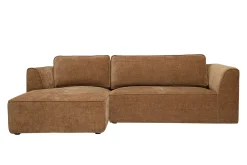 Canapé d'angle gauche design en tissu effet velours texturé terre brûlée 3 places GRAMMY