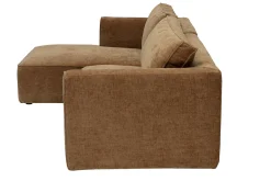 Canapé d'angle gauche design en tissu effet velours texturé terre brûlée 3 places GRAMMY