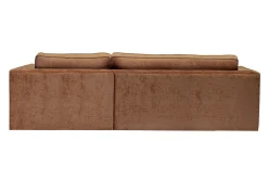 Canapé d'angle gauche design en tissu effet velours texturé terre brûlée 3 places GRAMMY