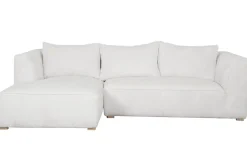 Canapé d'angle gauche design en tissu velours côtelé écru 3-4 places PANAM