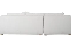 Canapé d'angle gauche design en tissu velours côtelé écru 3-4 places PANAM
