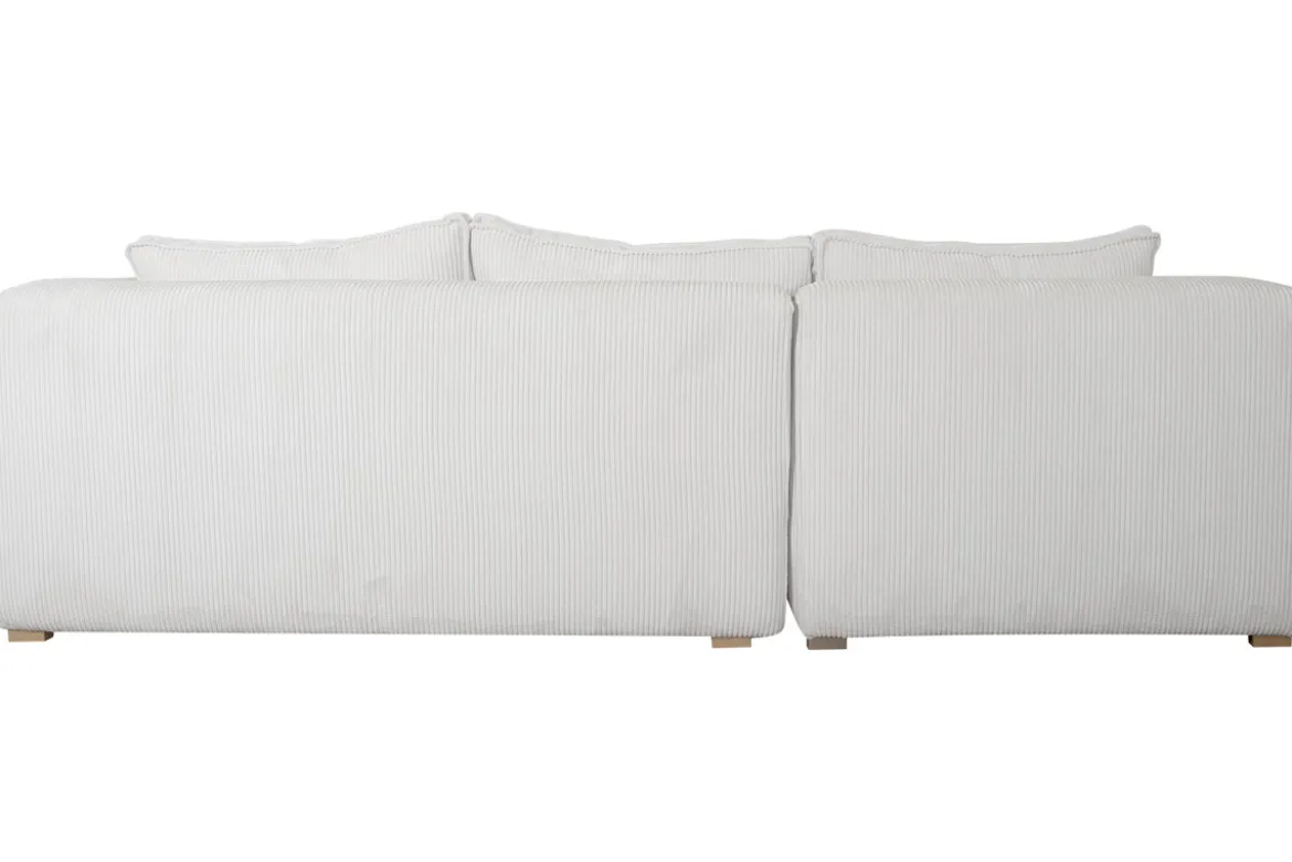 Canapé d'angle gauche design en tissu velours côtelé écru 3-4 places PANAM