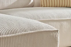 Canapé d'angle gauche design en tissu velours côtelé écru 3-4 places PANAM