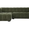Canapé d'angle gauche design 3 places en tissu effet velours vert kaki CORTO