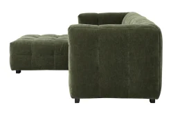 Canapé d'angle gauche design 3 places en tissu effet velours vert kaki CORTO