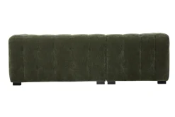 Canapé d'angle gauche design 3 places en tissu effet velours vert kaki CORTO