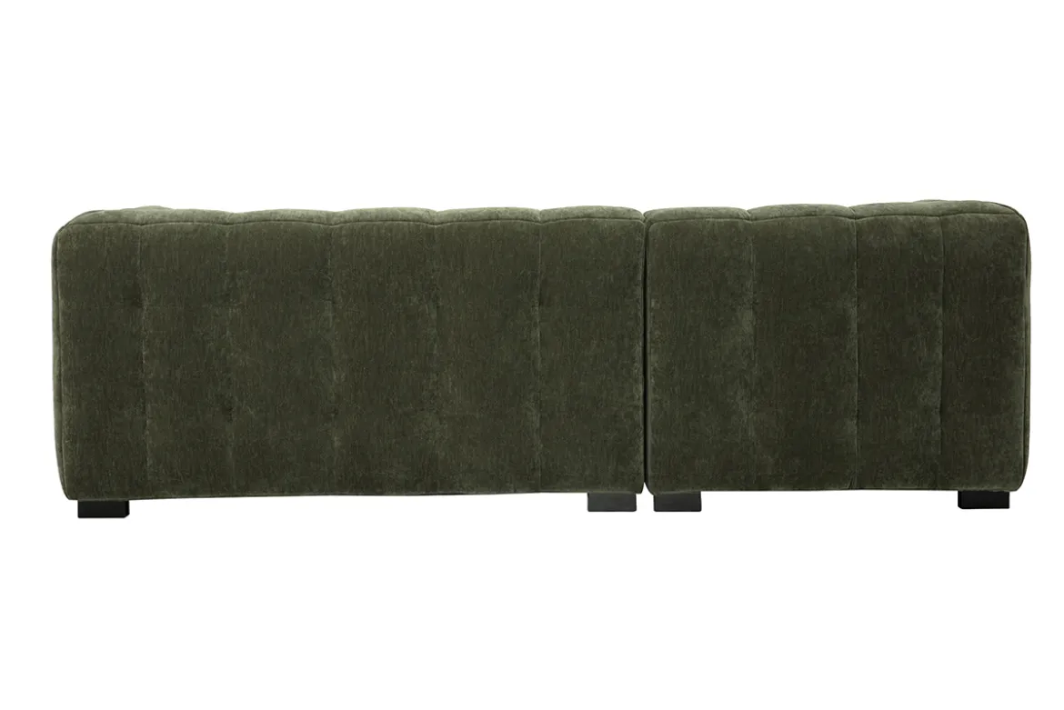 Canapé d'angle gauche design 3 places en tissu effet velours vert kaki CORTO