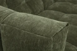 Canapé d'angle gauche design 3 places en tissu effet velours vert kaki CORTO