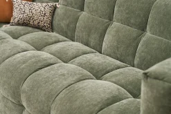 Canapé d'angle gauche design 3 places en tissu effet velours vert kaki CORTO