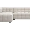 Canapé d'angle gauche design 3 places en tissu effet velours texturé beige CORTO