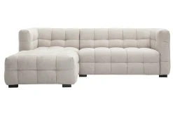 Canapé d'angle gauche design 3 places en tissu effet velours texturé beige CORTO
