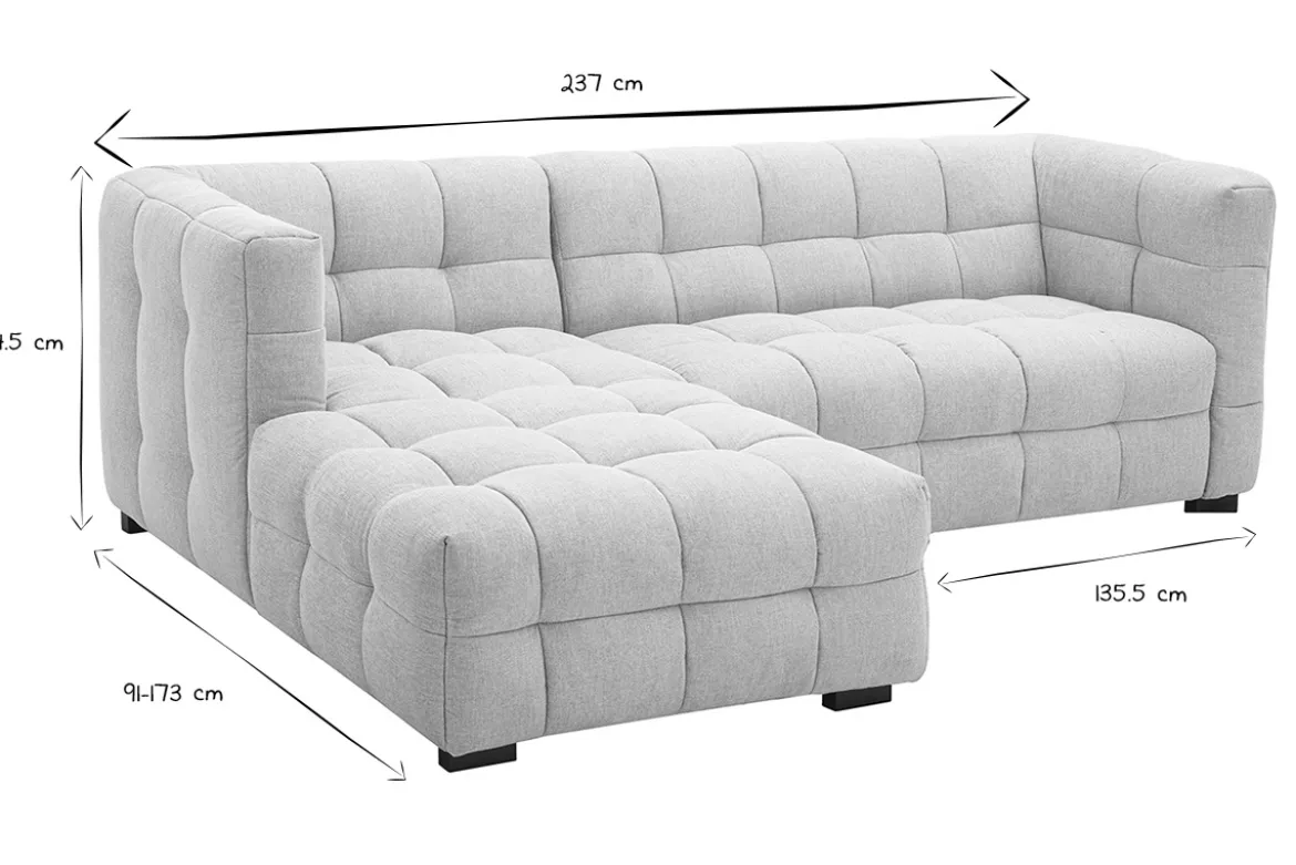 Canapé d'angle gauche design 3 places en tissu effet velours texturé beige CORTO