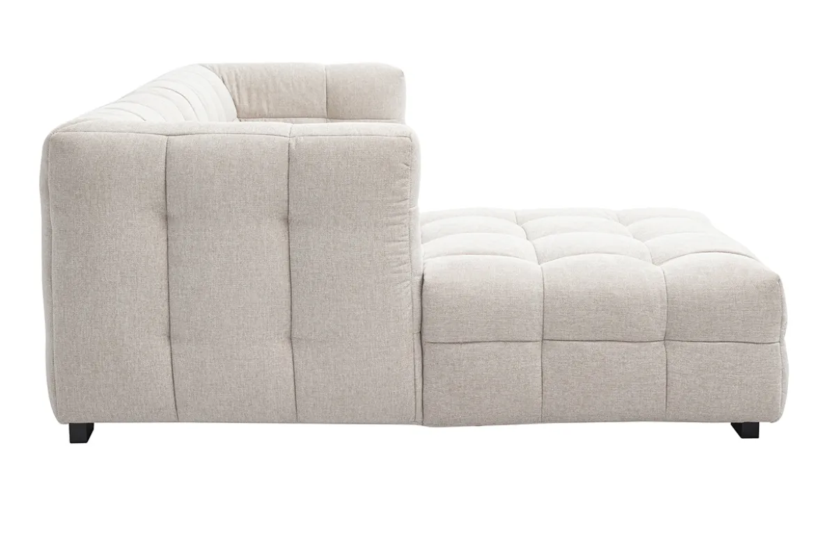 Canapé d'angle gauche design 3 places en tissu effet velours texturé beige CORTO