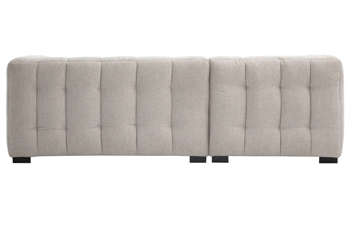 Canapé d'angle gauche design 3 places en tissu effet velours texturé beige CORTO