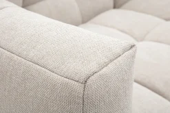 Canapé d'angle gauche design 3 places en tissu effet velours texturé beige CORTO