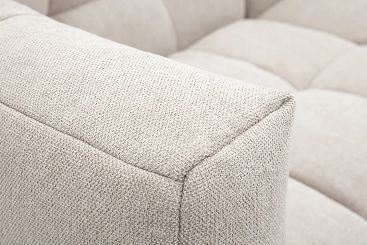 Canapé d'angle gauche design 3 places en tissu effet velours texturé beige CORTO