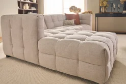Canapé d'angle gauche design 3 places en tissu effet velours texturé beige CORTO