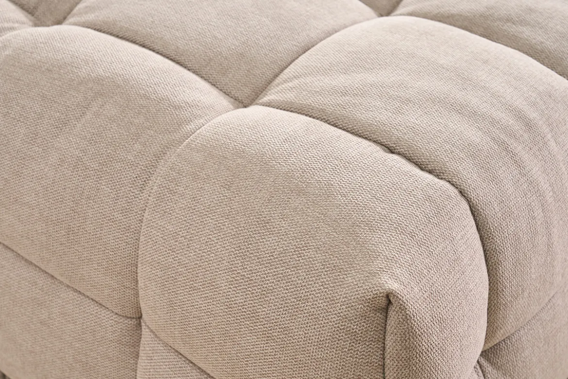 Canapé d'angle gauche design 3 places en tissu effet velours texturé beige CORTO