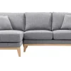 Canapé d'angle gauche déhoussable scandinave 3-4 places en tissu gris clair et bois clair OSLO