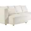 Canapé d'angle gauche 3 places en tissu velours côtelé beige et bois clair HARLEM