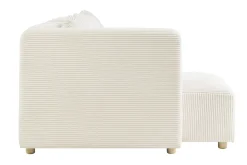 Canapé d'angle gauche 3 places en tissu velours côtelé beige et bois clair HARLEM