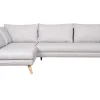 Canapé d'angle gauche scandinave 5 places en tissu gris clair chiné et bois clair CREEP