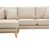 Canapé d'angle gauche scandinave en tissu beige déhoussable et bois clair 3-4 places OSLO