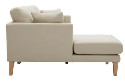 Canapé d'angle gauche scandinave en tissu beige déhoussable et bois clair 3-4 places OSLO