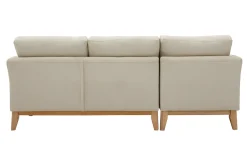 Canapé d'angle gauche scandinave en tissu beige déhoussable et bois clair 3-4 places OSLO