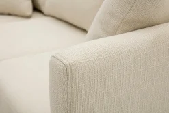 Canapé d'angle gauche scandinave en tissu beige déhoussable et bois clair 3-4 places OSLO