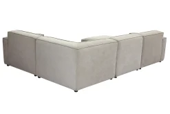 Canapé d'angle modulable 5 places et pouf en tissu effet velours texturé beige SPLIT