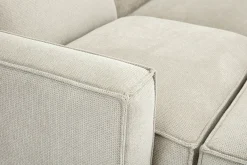 Canapé d'angle modulable 5 places et pouf en tissu effet velours texturé beige SPLIT