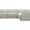 Canapé d'angle modulable 5 places en tissu effet velours texturé beige SPLIT