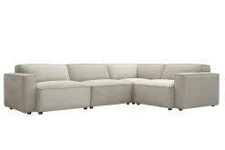 Canapé d'angle modulable 5 places en tissu effet velours texturé beige SPLIT