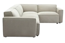 Canapé d'angle modulable 5 places en tissu effet velours texturé beige SPLIT