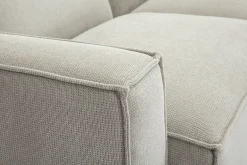 Canapé d'angle modulable 5 places en tissu effet velours texturé beige SPLIT