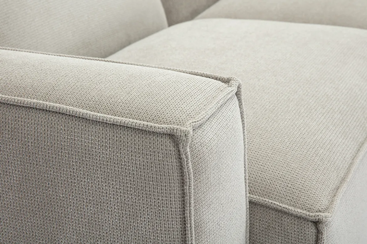 Canapé d'angle modulable 5 places en tissu effet velours texturé beige SPLIT