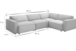 Canapé d'angle modulable 5 places en tissu effet velours texturé beige SPLIT