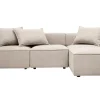 Canapé d'angle modulable 4 places en tissu effet velours texturé beige KERRY