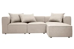 Canapé d'angle modulable 4 places en tissu effet velours texturé beige KERRY