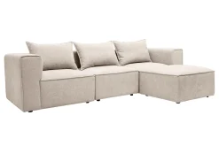 Canapé d'angle modulable 4 places en tissu effet velours texturé beige KERRY