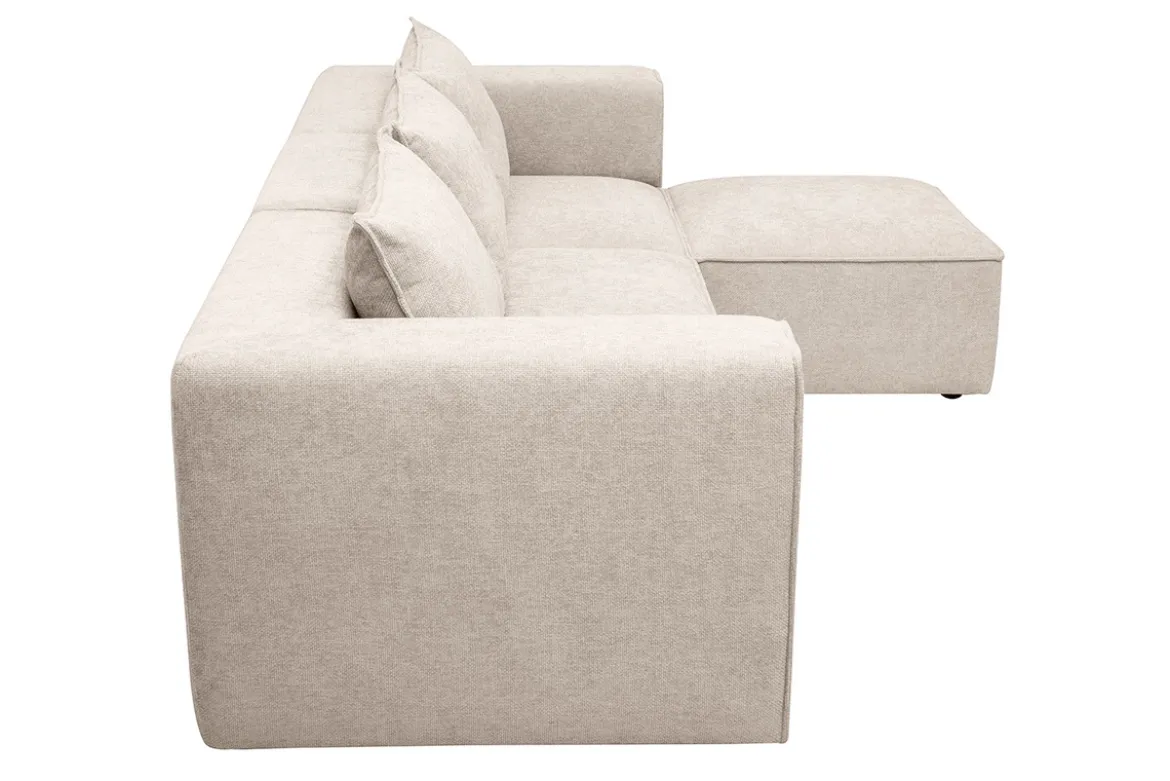 Canapé d'angle modulable 4 places en tissu effet velours texturé beige KERRY