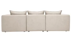 Canapé d'angle modulable 4 places en tissu effet velours texturé beige KERRY