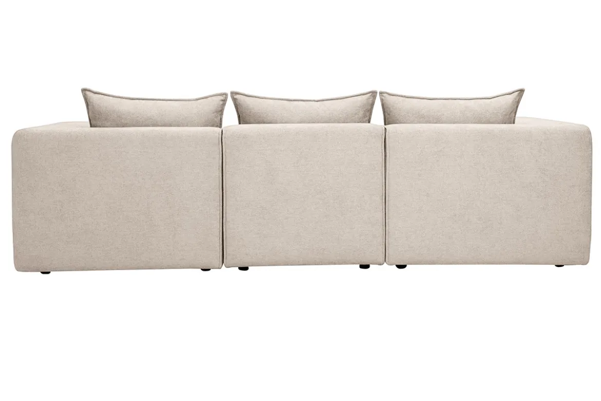 Canapé d'angle modulable 4 places en tissu effet velours texturé beige KERRY