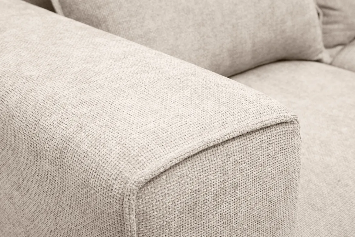 Canapé d'angle modulable 4 places en tissu effet velours texturé beige KERRY